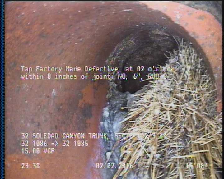 Tap Factory Made Defective, at 02 o'clock, -, within 8 inches of joint: NO, 6" - ROOTS