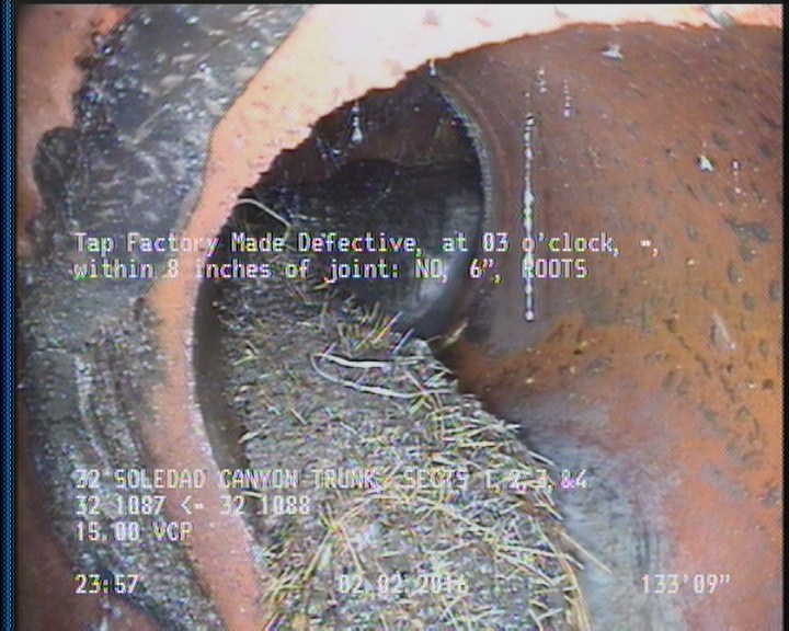 Tap Factory Made Defective, at 03 o'clock, -, within 8 inches of joint: NO, 6" - ROOTS