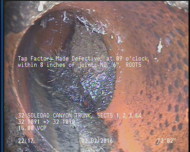 Tap Factory Made Defective, at 09 o'clock, -, within 8 inches of joint: NO, 6" - ROOTS