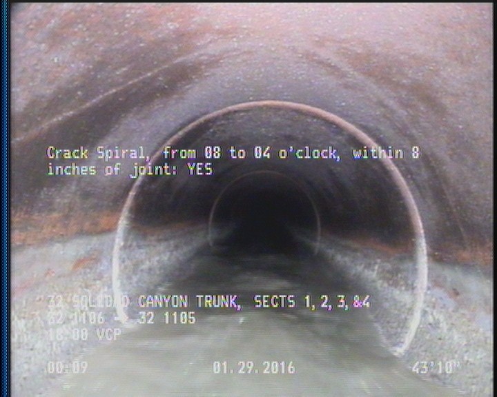 Crack Spiral, from 08 to 04 o'clock, within 8 inches of joint: YES