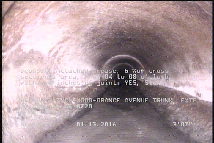 Deposits Attached Grease, 5 %of cross sectional area, from 04 to 08 o'clock, , within 8 inches of joint: YES, Start