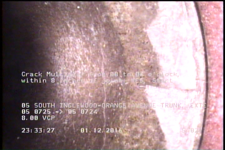 Crack Multiple, from 08 to 04 o'clock, within 8 inches of joint: YES, Start