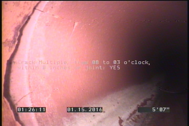 Crack Multiple, from 08 to 03 o'clock, within 8 inches of joint: YES