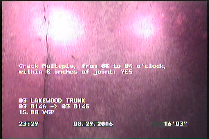 Crack Multiple, from 08 to 04 o'clock, within 8 inches of joint: YES