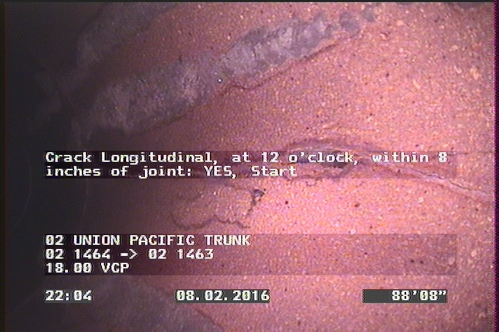 Crack Longitudinal, at 12 o'clock, within 8 inches of joint: YES, Start