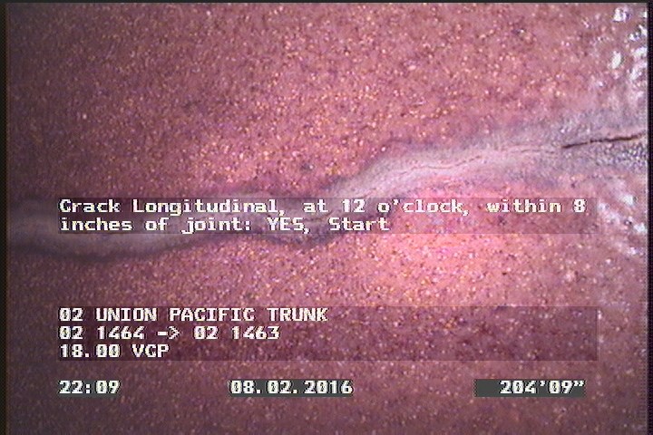 Crack Longitudinal, at 12 o'clock, within 8 inches of joint: YES, Start