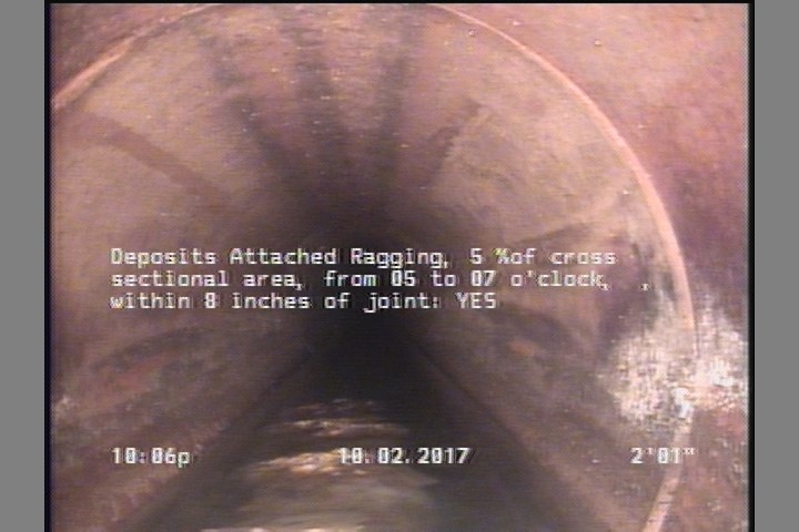 Deposits Attached Ragging, 5 %of cross sectional area, from 05 to 07 o'clock, , within 8 inches of joint: YES
