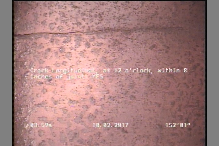 Crack Longitudinal, at 12 o'clock, within 8 inches of joint: YES