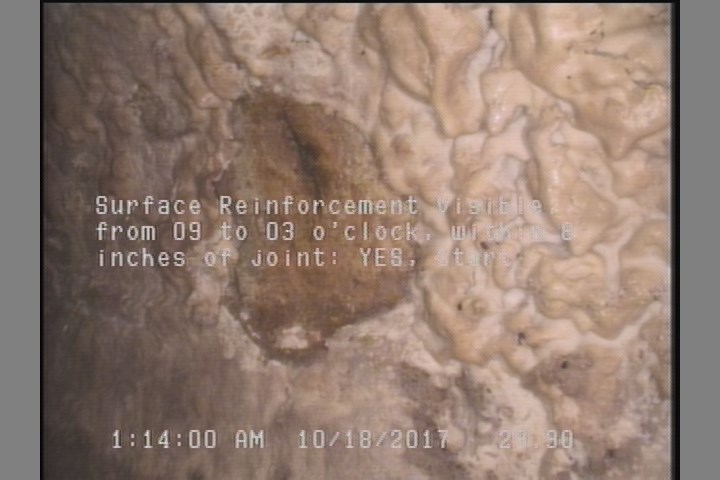 Surface Reinforcement Visible, from 09 to 03 o'clock, within 8 inches of joint: YES, Start