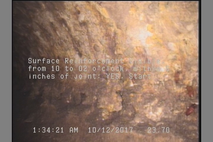 Surface Reinforcement Visible, from 10 to 02 o'clock, within 8 inches of joint: YES, Start