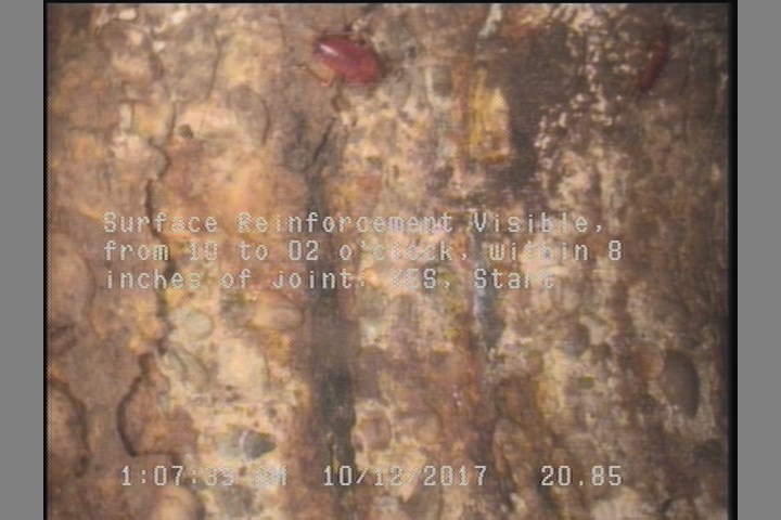 Surface Reinforcement Visible, from 10 to 02 o'clock, within 8 inches of joint: YES, Start