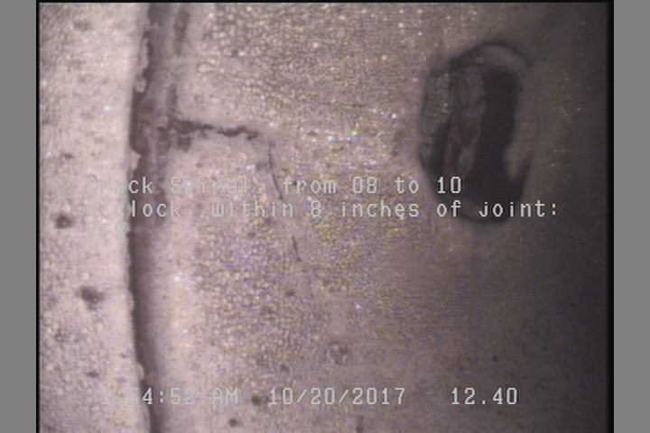 Crack Spiral, from 08 to 10 o'clock, within 8 inches of joint: YES