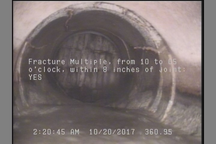 Fracture Multiple, from 10 to 05 o'clock, within 8 inches of joint: YES