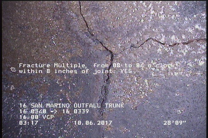 Fracture Multiple, from 08 to 04 o'clock, within 8 inches of joint: YES