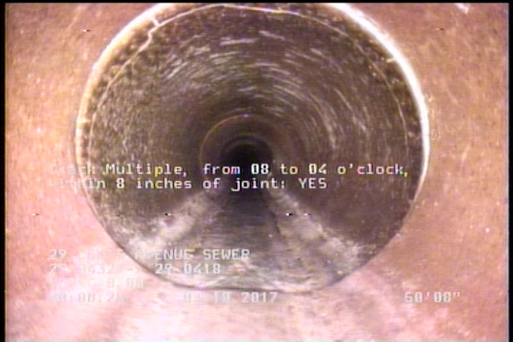 Crack Multiple, from 08 to 04 o'clock, within 8 inches of joint: YES
