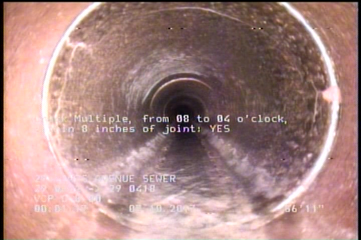 Crack Multiple, from 08 to 04 o'clock, within 8 inches of joint: YES