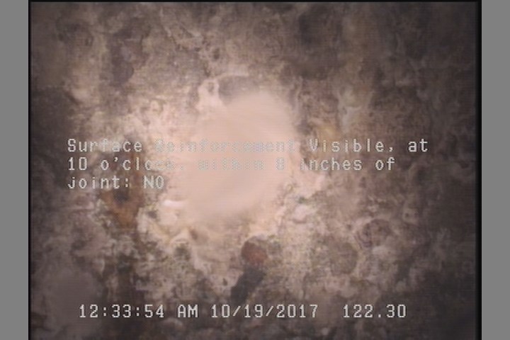 Surface Reinforcement Visible, at 10 o'clock, within 8 inches of joint: NO