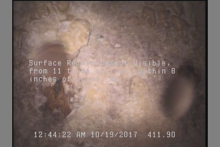Surface Reinforcement Visible, from 11 to 01 o'clock, within 8 inches of joint: NO