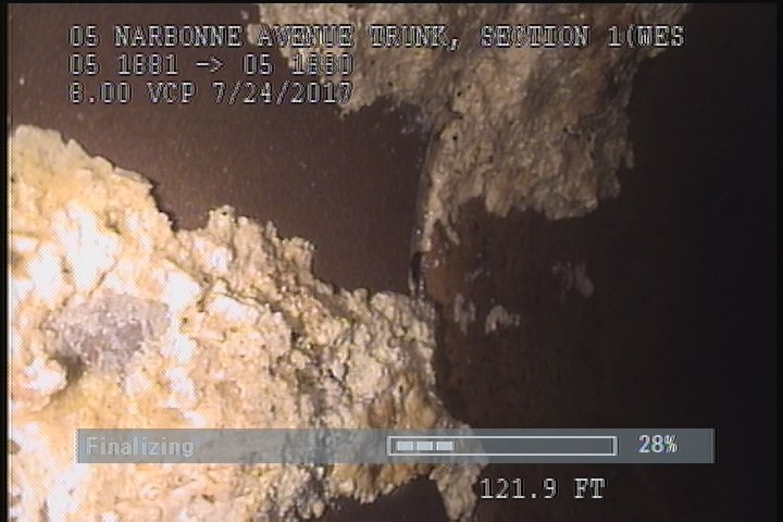 Deposits Attached Grease, 5 %of cross sectional area, from 10 to 02 o'clock, , within 8 inches of joint: YES