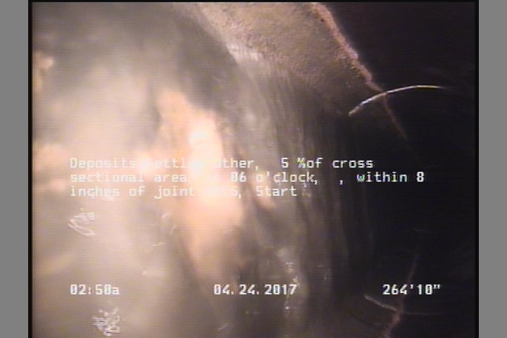 Deposits Settled Other, 5 %of cross sectional area, at 06 o'clock, , within 8 inches of joint: YES, Start