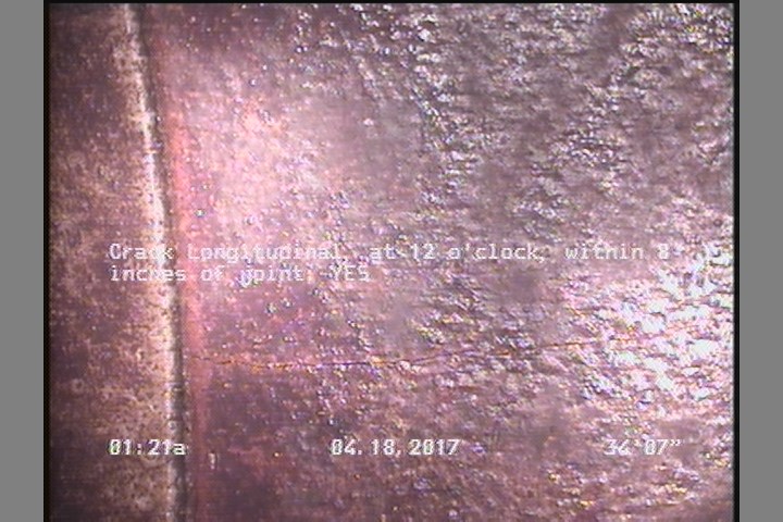 Crack Longitudinal, at 12 o'clock, within 8 inches of joint: YES