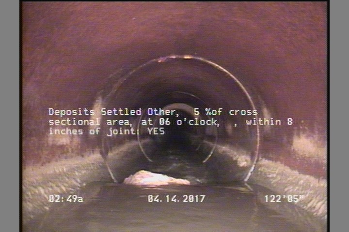 Deposits Settled Other, 5 %of cross sectional area, at 06 o'clock, , within 8 inches of joint: YES