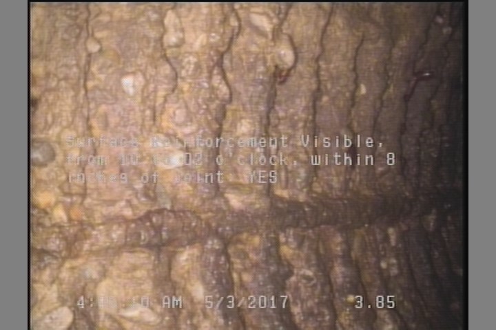 Surface Reinforcement Visible, from 10 to 02 o'clock, within 8 inches of joint: YES