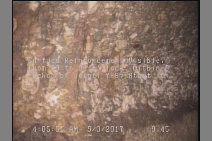Surface Reinforcement Visible, from 09 to 03 o'clock, within 8 inches of joint: YES, Start