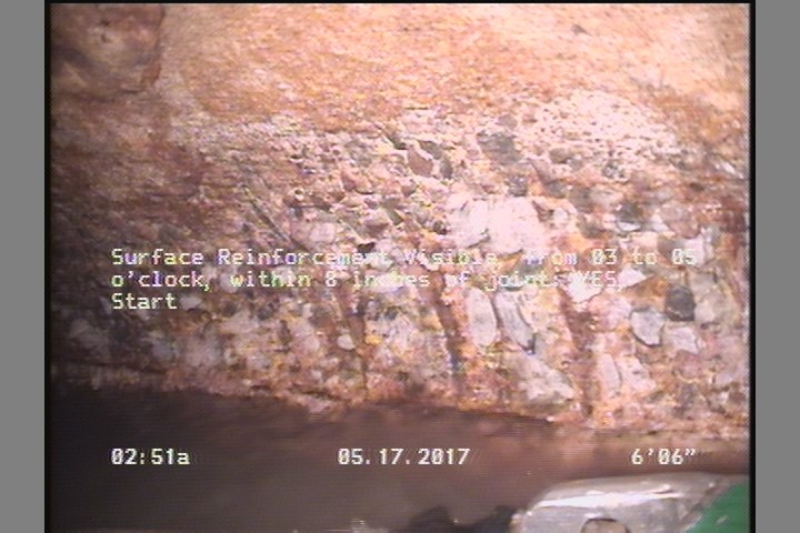 Surface Reinforcement Visible, from 03 to 05 o'clock, within 8 inches of joint: YES, Start