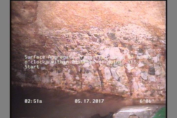 Surface Aggregate Projecting, from 03 to 05 o'clock, within 8 inches of joint: YES, Start