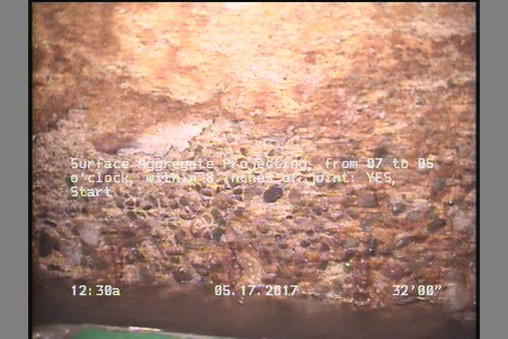 Surface Aggregate Projecting, from 07 to 05 o'clock, within 8 inches of joint: YES, Start