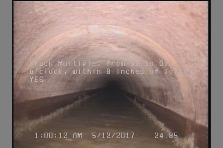 Crack Multiple, from 09 to 01 o'clock, within 8 inches of joint: YES