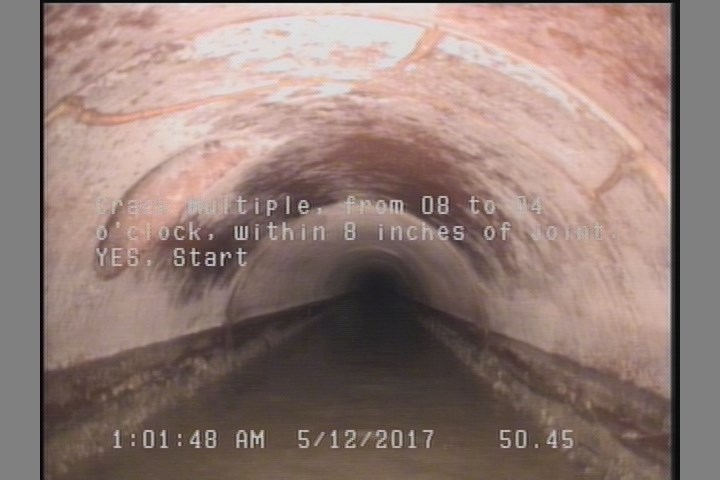 Crack Multiple, from 08 to 04 o'clock, within 8 inches of joint: YES, Start