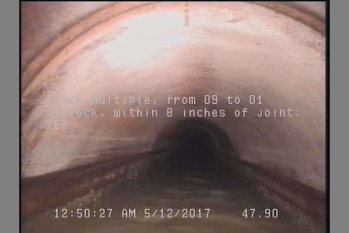 Crack Multiple, from 09 to 01 o'clock, within 8 inches of joint: YES