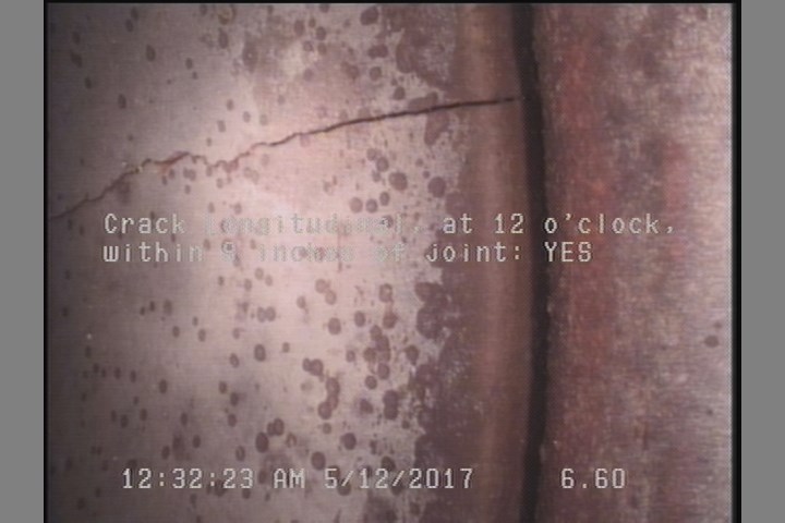 Crack Longitudinal, at 12 o'clock, within 8 inches of joint: YES