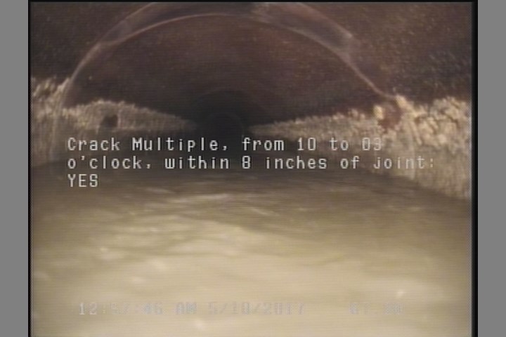 Crack Multiple, from 10 to 03 o'clock, within 8 inches of joint: YES