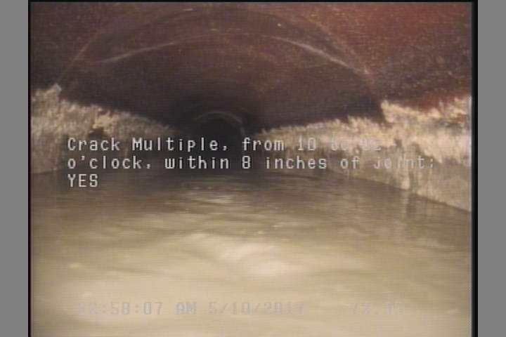 Crack Multiple, from 10 to 02 o'clock, within 8 inches of joint: YES