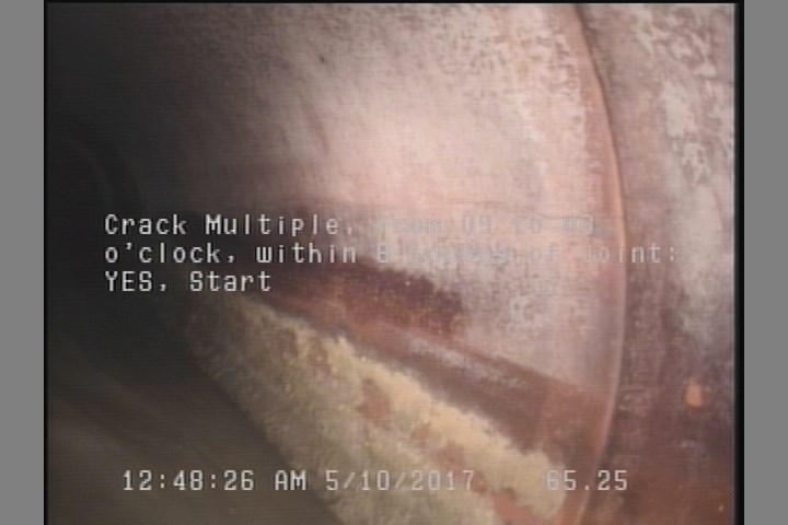 Crack Multiple, from 09 to 03 o'clock, within 8 inches of joint: YES, Start