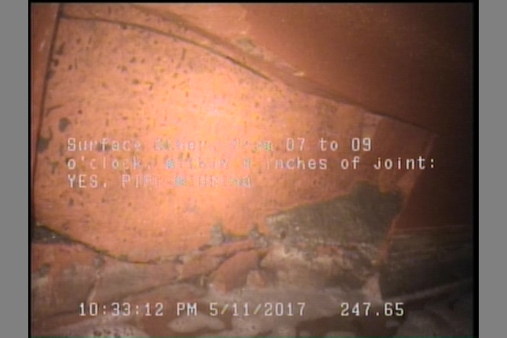 Surface Other, from 07 to 09 o'clock, within 8 inches of joint: YES - PIPE MISSING