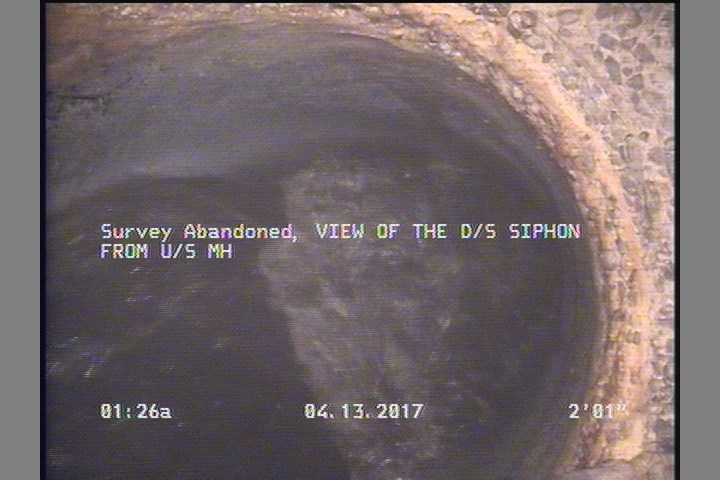 Survey Abandoned - VIEW OF THE D/S SIPHON FROM U/S MH