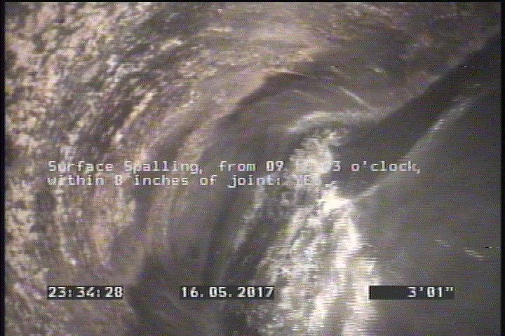 Surface Spalling, from 09 to 03 o'clock, within 8 inches of joint: YES