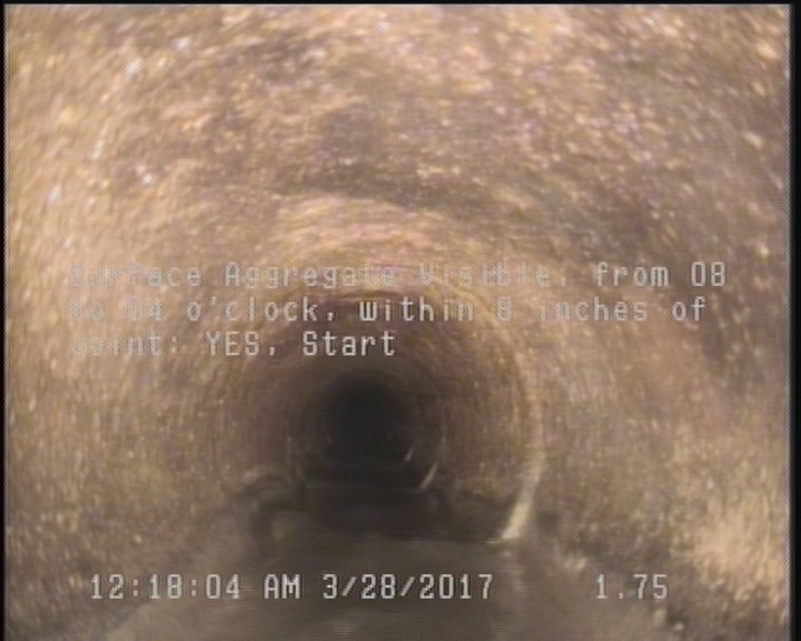 Surface Aggregate Visible, from 08 to 04 o'clock, within 8 inches of joint: YES, Start