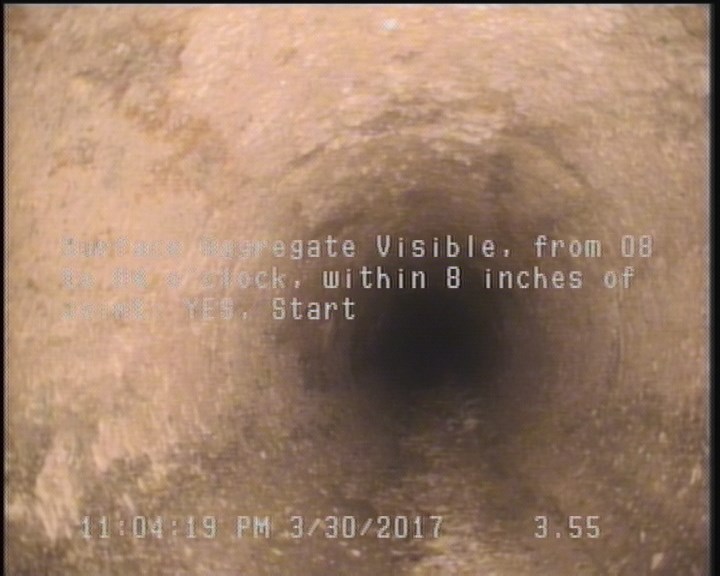 Surface Aggregate Visible, from 08 to 04 o'clock, within 8 inches of joint: YES, Start