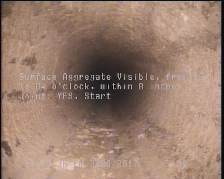 Surface Aggregate Visible, from 08 to 04 o'clock, within 8 inches of joint: YES, Start
