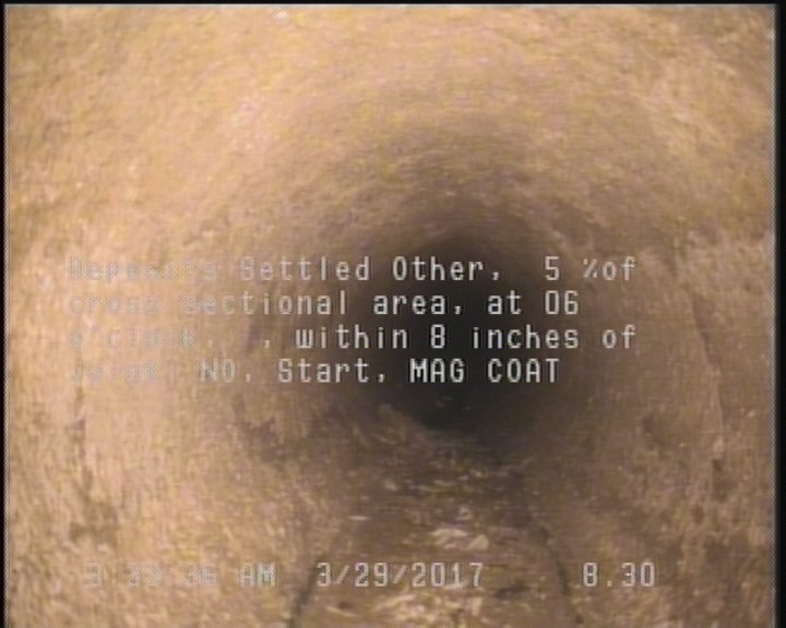 Deposits Settled Other, 5 %of cross sectional area, at 06 o'clock, , within 8 inches of joint: NO, Start - MAG COAT