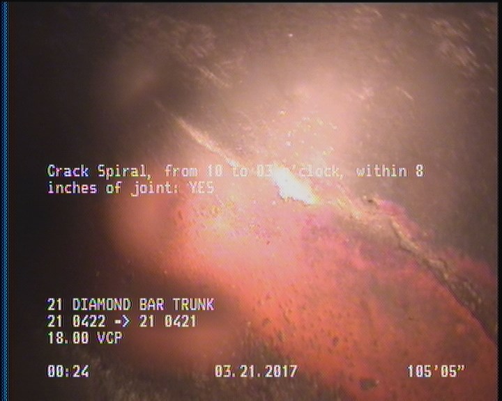Crack Spiral, from 10 to 03 o'clock, within 8 inches of joint: YES