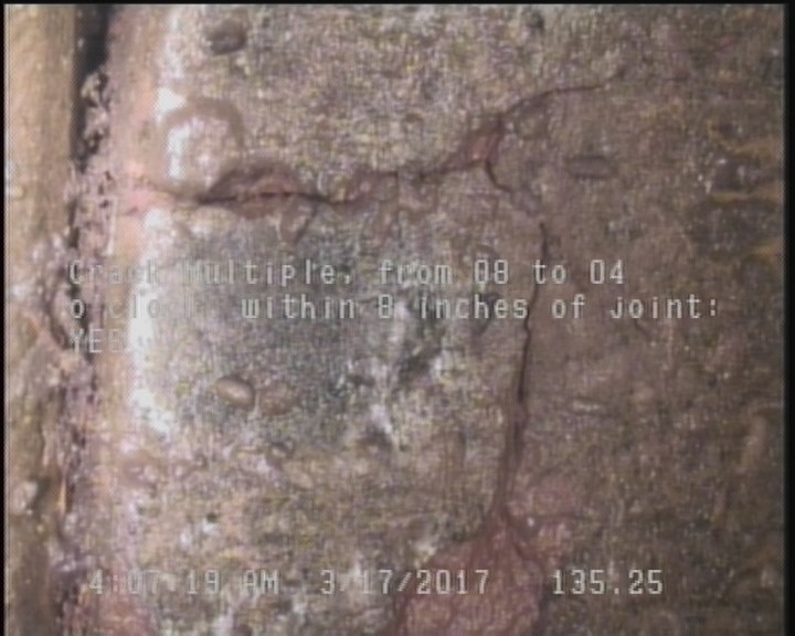 Crack Multiple, from 08 to 04 o'clock, within 8 inches of joint: YES