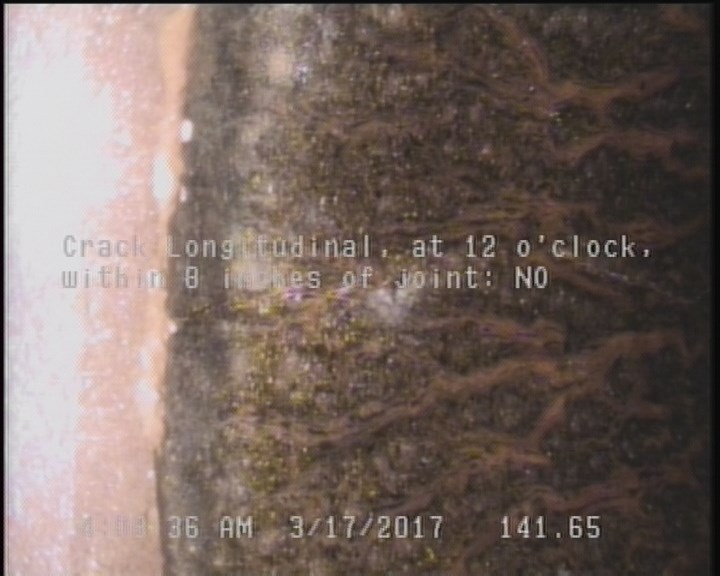 Crack Longitudinal, at 12 o'clock, within 8 inches of joint: NO