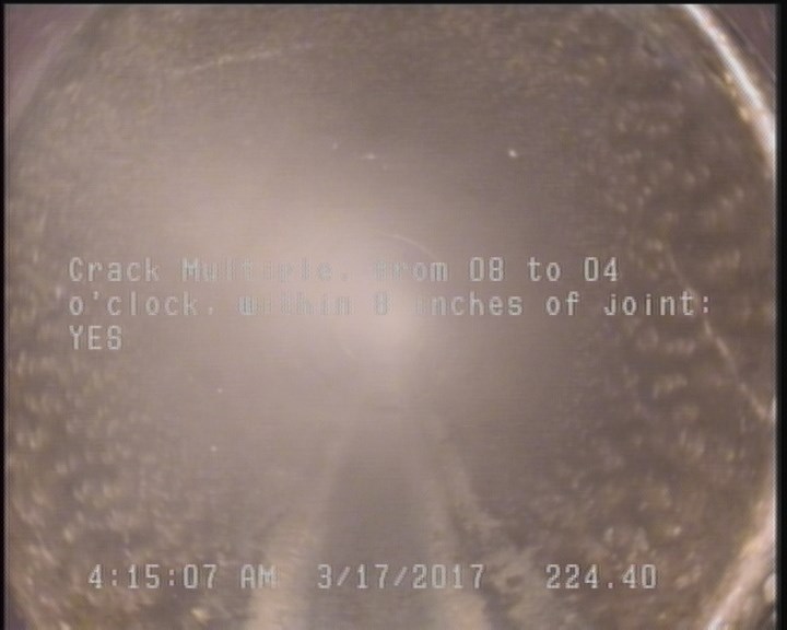 Crack Multiple, from 08 to 04 o'clock, within 8 inches of joint: YES