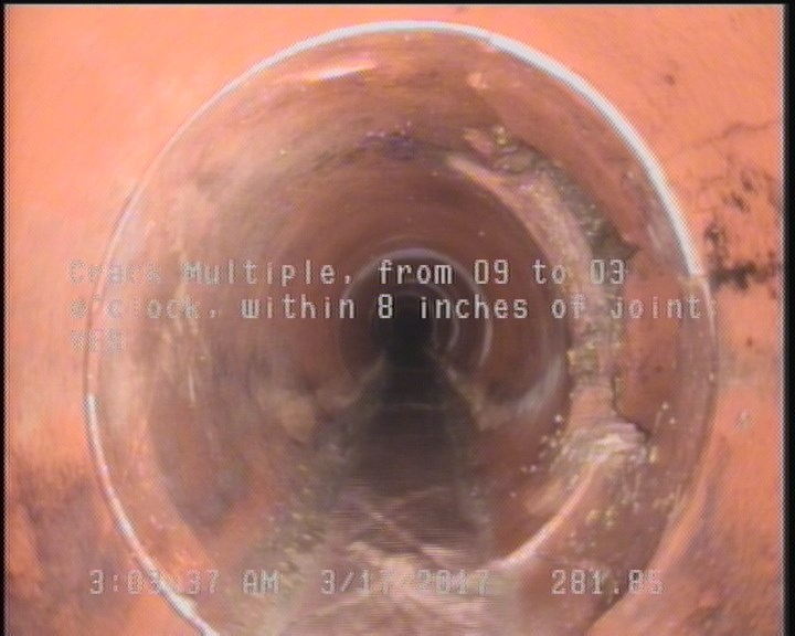 Crack Multiple, from 09 to 03 o'clock, within 8 inches of joint: YES